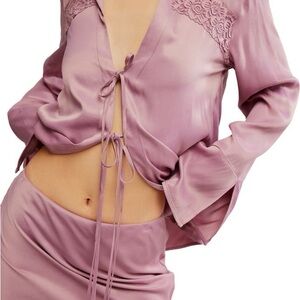 Free People Dusty Rose Satin Skirt Set